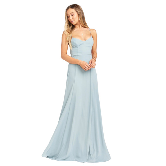 NEW - SHOW ME YOUR MUMU Godshaw Goddess Gown Dress in Silver Sage Crisp - Sz XL - Picture 4 of 13